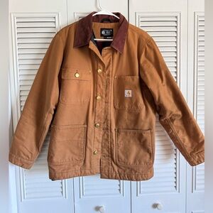 Carhartt Men's Brown Jacket with Dark Brown Collar